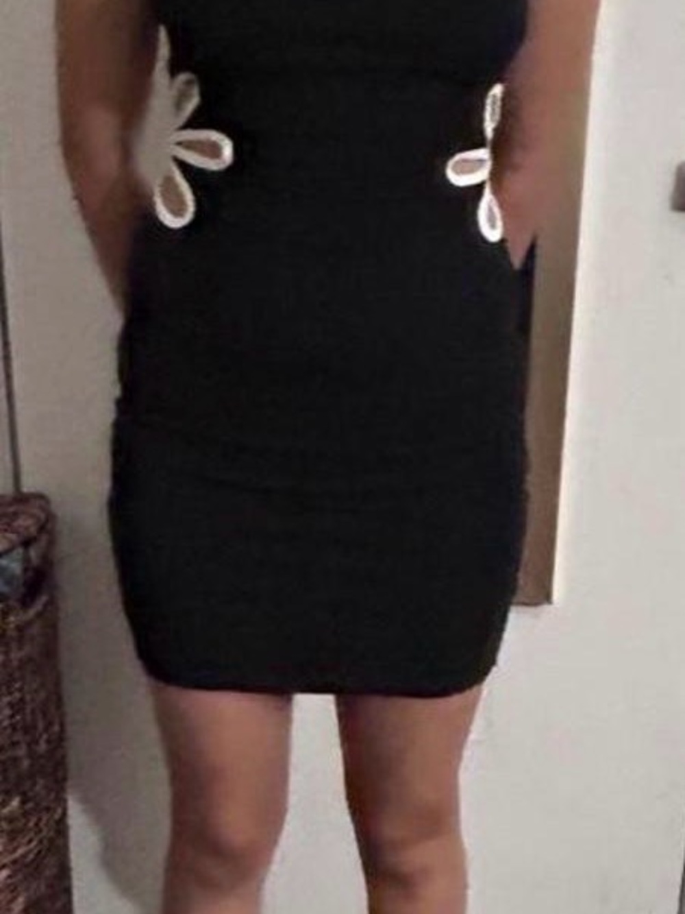 Classic Black Mini Dress with White Side Bow Details
